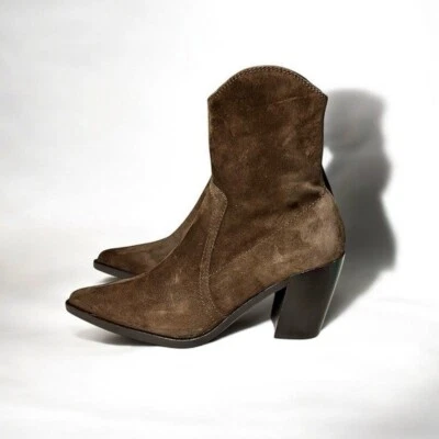 🌻NEW Jeffrey Campbell Brown Suede Jolena Western Natural Stack Bootie Size 6.5 - Image 1 of 4
