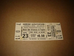 Concert ticket Foghat & Black Oak Arkansas August 23, 1974 Shrine Aud, LA rare - Picture 1 of 2