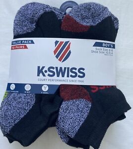 NEW 10 Pairs K-Swiss Boys Black Low Socks Shoe Size 10.5 - 4 / Sock Size 6 - 8