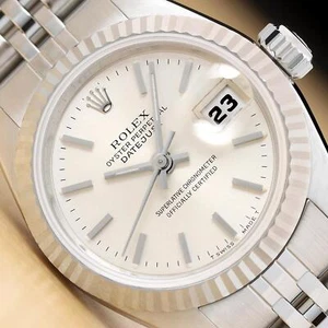 ROLEX LADIES DATEJUST 69174 SILVER 18K GOLD STEEL WATCH w/ JUBILEE BAND - Picture 1 of 8