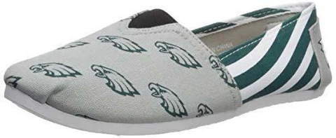 NFL Philadelphia Eagles Women's Canvas Stripe Shoes, Large (9), Green Cover