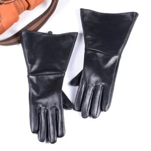 Men's Real Leather Medieval Renaissance Long Cuff Gauntlet Knight Long Gloves - Picture 1 of 18