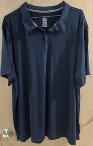 Real Essentials Golf Polo Shirt 3XL Tall Blue Collar 3 Buttons Short Sleeve New - Picture 1 of 7