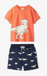 NWT 10 12 HATLEY 2pc Dino Glow in the Dark Dinosaur Tee & Short set - Picture 1 of 4