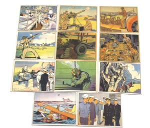 11 pc 1941 Gum Inc Uncle Sam USA Military WWII War Picture Card Lot No Two Alike - Picture 1 of 12