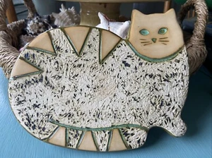 De La Tierra Cuenga Ecuador Keramik Katze Plakette Untersetzer einzigartiges Design grün Vintage - Bild 1 von 5