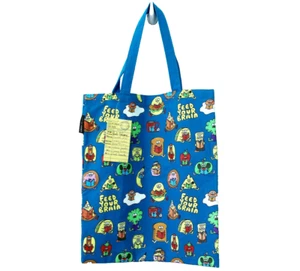 Bolso de Mano Fuera de Impresión Feed Your Brain Lona Azul Nuevo con Etiquetas - Imagen 1 de 3