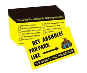 8 pezzi biglietti di parcheggio cattivi Hey A**hole! Hai parcheggiato come 3,5" x 2" violazione divertente - Foto 1 di 3