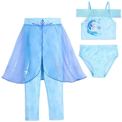 DISNEY STORE Frozen Elsa Talla 2, 5/6 3 piezas Traje de baño Traje de baño con leggings Foto 1 de 3