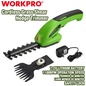 WORKPRO 7.2V Cordless Grass Shear Shrubbery Hedge 2-in-1 Electric Shear Trimmer