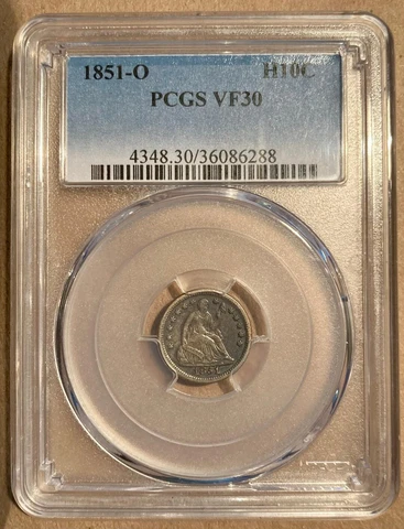 1851-O PCGS VF30 Liberty Seated Half Dime H10c - New Orleans Mint Cover