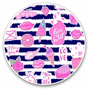 2 x Vinyl Stickers 30cm - Funky Pink Girl Icons Love Teen Cool Gift #14741 - Afbeelding 1 van 9
