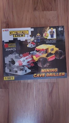 Block Tech Construction Crew Mining Cave Driller Building Set Sealed 204 Pieces  - Image 1 of 4