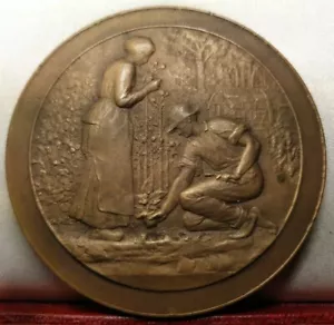 1930 grande medaglia d'arte bronzo bronzo 70 mm di Pillet stazione ferroviaria giardinaggio awa - Foto 1 di 3