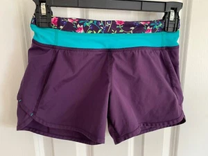 IVVIVA Girl's Purple/Blue Floral Athletic Shorts Size 8 - Picture 1 of 2