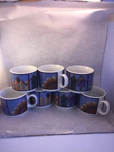 Set Of 7 1999 Vintage Sakura Leslie Beck Picket Fences Coffee Mugs - Picture 1 of 11
