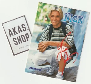 Nick Carter 1997 BRAVO German Autograph Signature ID Starcard Backstreet Boys - Picture 1 of 2