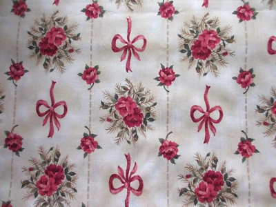 Eleanor Burns Cotton Floral Flowers and Ribbons Fabric  - 1 yard 28 inches - Image 1 of 4