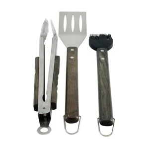 Charcoal Companion CC1000 Oval Pro Chef Espresso 3-Piece BBQ Tool Set - Picture 1 of 5