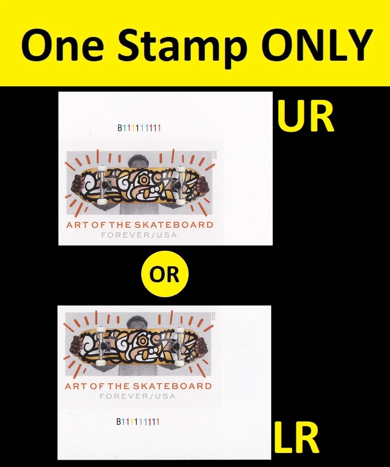 US 5766a Art of the Skateboard Gold Jaguar imperf NDC plate single MNH 2023 - Image 1 of 1