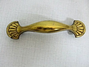 Vintage Solid Brass Cabinet Drawer Pull Handle Sea Shell Ends Hardware 4 1/2" - Picture 1 of 5