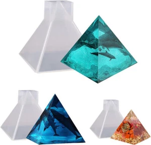 3x Pyramid Silicone Mold Resin Casting Jewelry Making Mould Epoxy Craft DIY Tool - Picture 1 of 18