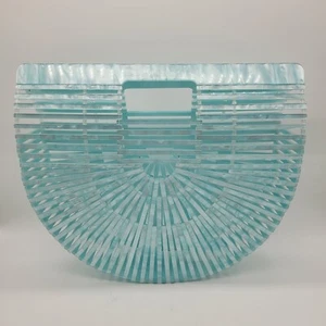 Fan Basket Medium Women's Blue Ark Handbag Purse Top Handle Bag - Picture 1 of 7