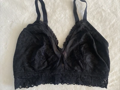 Victoria's Secret Bralette Bra Crop Black Floral Lace Mesh Curve Extra Large XL - Image 1 of 4