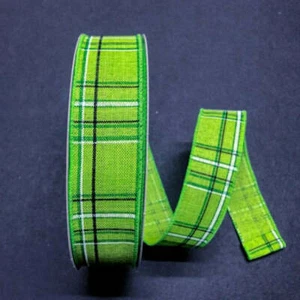 Cornelia Plaid Ribbon, Green/White/Black, 1.5" Wide X 50 Yard Roll - Bild 1 von 1