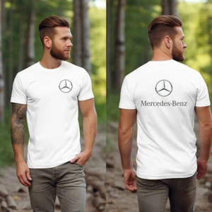 Mercedes Benz Motor Thsirt AMG White Tee Front and Back Gildan Unisex T-Shirt - Picture 1 of 2