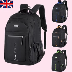 Black Backpack Rucksack Large Mens Womens Bag Travel Work Hiking School Sports - Picture 1 of 16