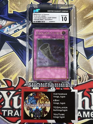 Yugioh CGC 10 Black Horn of Heaven CDIP-EN060 1st Edition Ultimate Rare PSA - Image 1 of 4