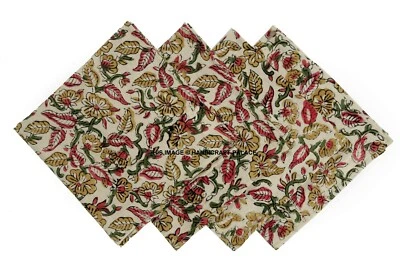 Kalamkari Blocco Stampa Cotone Tavolo Tovagliolo 40.6cm x Beige Multicolore Pack - Immagine 1 di 3