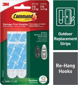 Command 17615AW-ES Water-Resistant Outdoor Refill Strips Medium & Large - Pack 4 - Picture 1 of 5