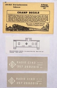 CHAMP O SCALE DECAL-ERIE-LACKAWANNA CABOOSE-LETTERA BIANCA #CN-465 - Foto 1 di 1