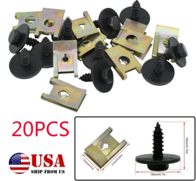 20*Metal U Tuerca Clip Tornillo Junta Sujetador Para Carrocería Guardabarros Placa de parachoques Fijo Foto 1 de 4