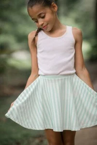 Girls Omi Jo Well Dressed Wolf Mint Stripe Skirt Size 10 years - Picture 1 of 5