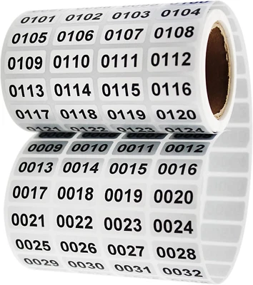 Konsekutiv Nummer Etikette Aufkleber Wasserdichte Nummer Inventar Aufkleber, gee - Bild 1 von 4