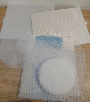 Darice And Quick Count Plastic Canvas Mesh Lot misc cut & scraps as is - Image 1 of 4