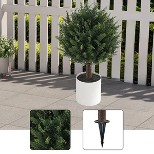 Artificial Topiary Boxwood Tree with Spike Artificial Plant for Patio Garden - Picture 1 of 7