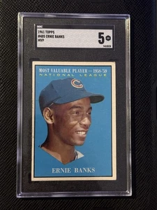 1961 TOPPS BASEBALL CARD #485 ERNIE BANKS MVP HOF SGC 5 EX SHARP! - Picture 1 of 2