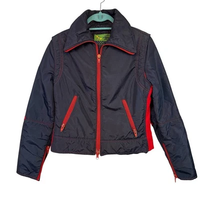 Beconta Winter Puffer Ski Jacket Vintage Blue Red Coat Womens Size 12 Retro 80s - Image 1 of 4