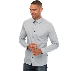 Men's Shirts Ted Baker Alham Long Sleeve Fine Geo Stretch Button up in Blue - Picture 1 of 3