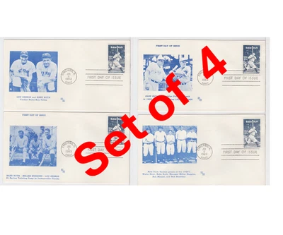 TurtlesTradingPost- Babe Ruth- 1983 #2046 FDC- HM Cachet- Set of 4 - Image 1 of 3