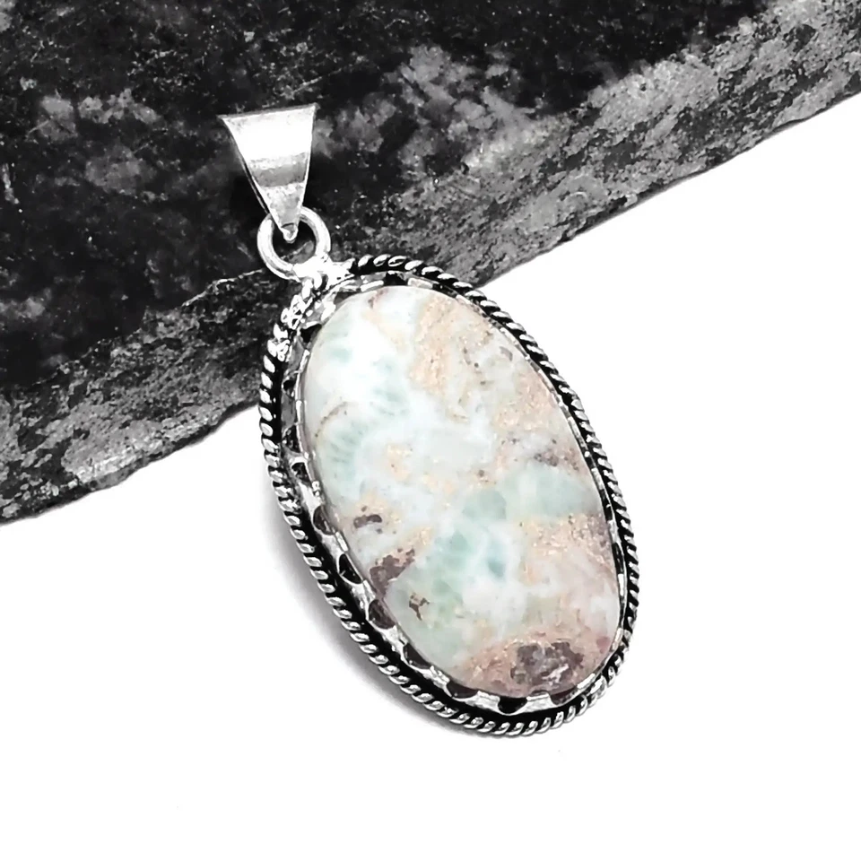 Amazonite Ethnic Handmade  Pendant Jewelry 2" P-1017 Foto 1 de 1