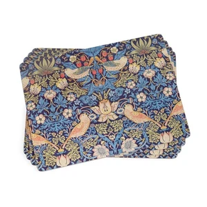 Morris & Co Strawberry Thief Blue Placemats, Set of 4 - Stain Resistant & Hea... - Picture 1 of 7
