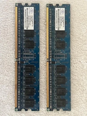 1GB 2x512MB PC2-4200 NANYA DDR2-533 NT512T64U88A0BY-37B BLUE Ram Memory Kit DIMM - Image 1 of 3