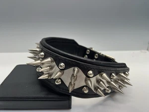 Bestia "Steel" big dog collar. 2.5 inch wide Soft Padded Leather Size Large - Picture 1 of 8