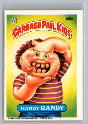 1986 Series 5 GPK Garbage Pail Kids Sticker OS5 Handy RANDY #168a – Sticker – NM - Image 1 of 4