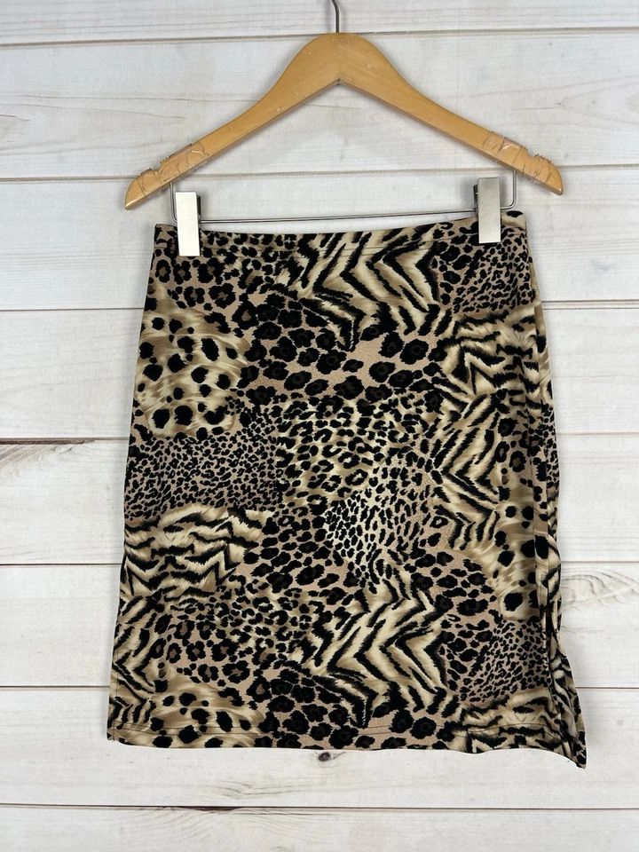 Falda A. Byer Mujer Grande Marrón Estampado Leopardo Animal Elastizada Pull On Foto 1 de 4